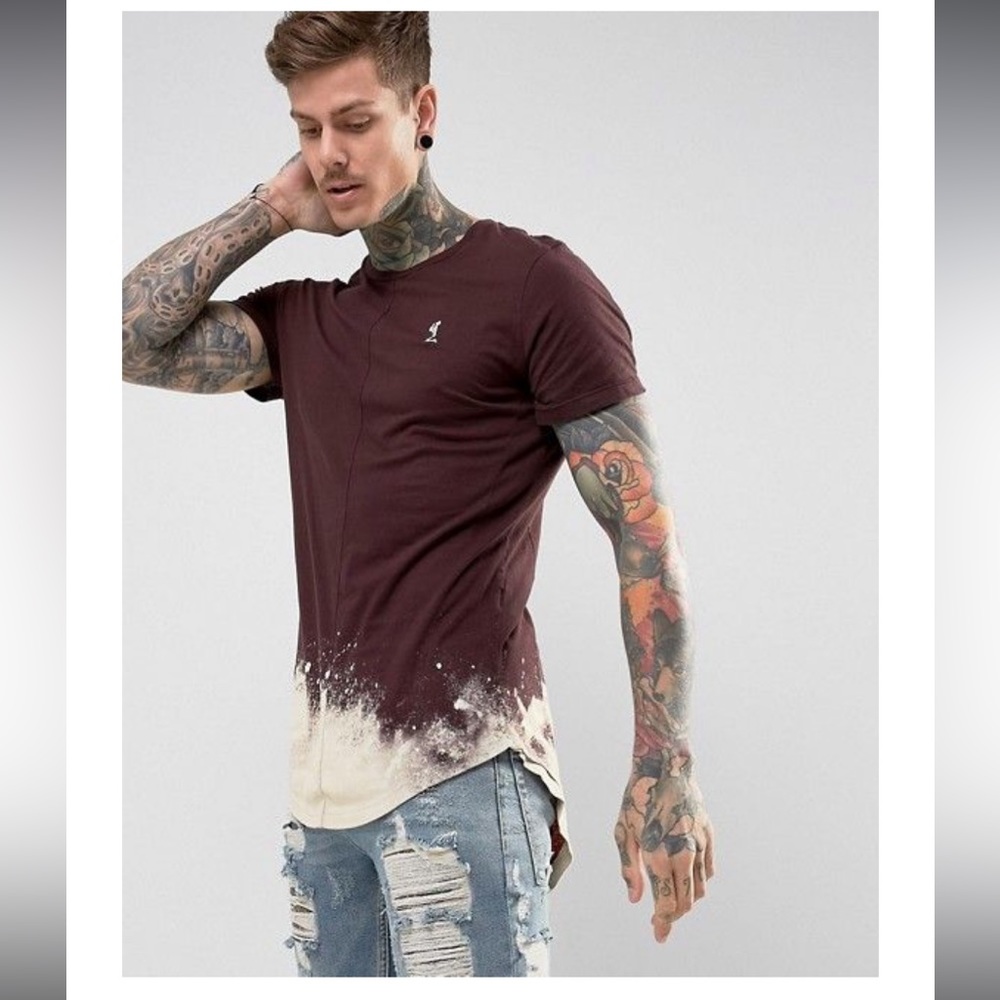 NWT Religion Longline Short Sleeve Crew Neck Bleached Curved Hem size XXL